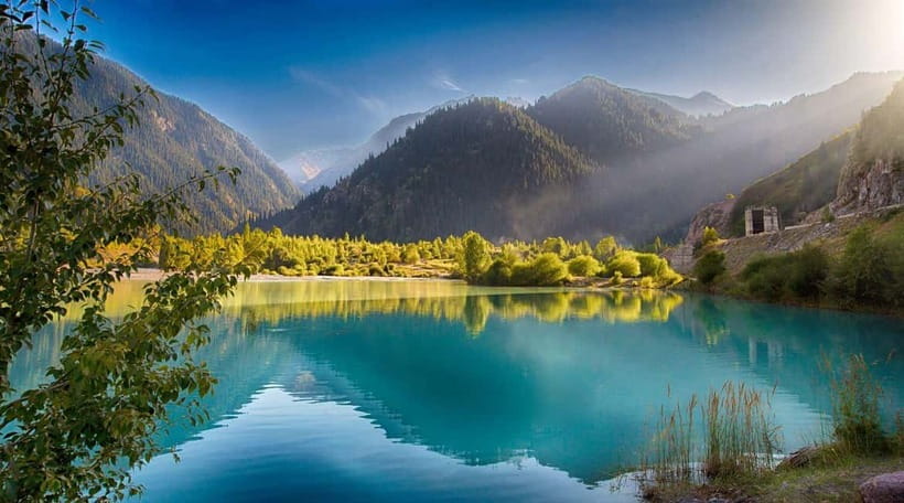 Almaty: Issyk Lake, Bear Waterfall & Trout Farm Day Trip - Issyk Lake and its turquoise mountain setting