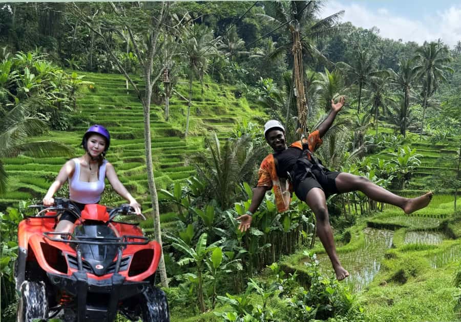 Bali: ATV Rafting Zipline Swing &Sky Bike in Ubud Rice Field - Ziplining above the rice terraces