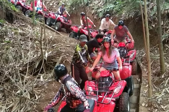 Bali Quad bike ATV passing through Waterfall, Cave & Rice fields - Jungle, River, Cave, and Waterfall Sections