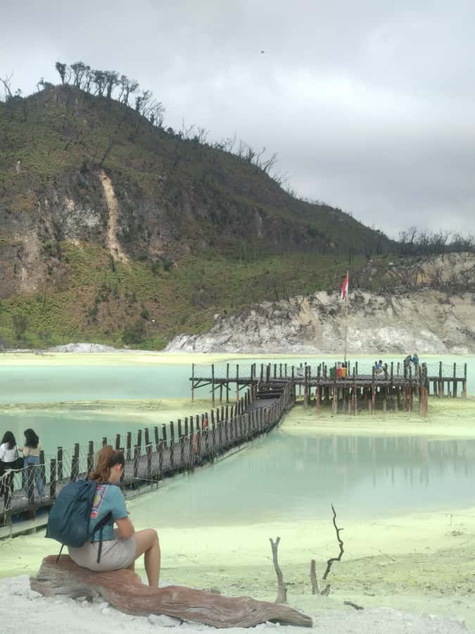Bandung : White Crater, Tea Plantation Tour Guide Bandung - Swimming in the natural hot spring