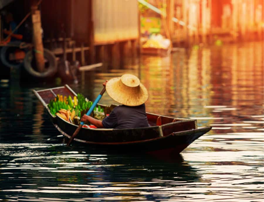 Bangkok: Private Floating & Railway Markets with Farm Visits - Coconut sugar, fruit, and food along the canals