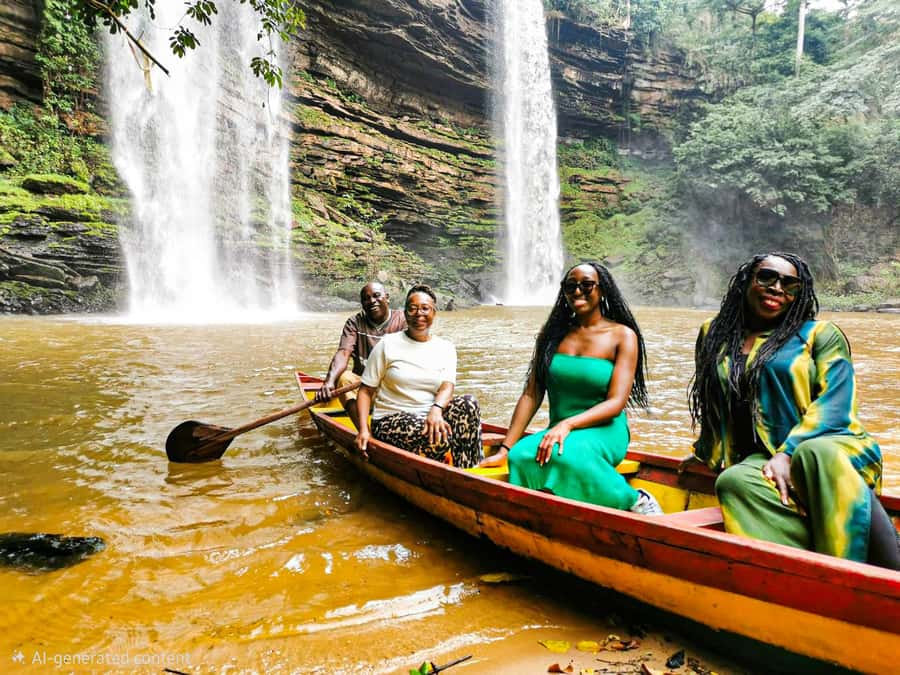 Boti Falls, Umbrella Rock, Aburi Gardens & Cocoa Farm Tour - Boti Falls rewards the walk down