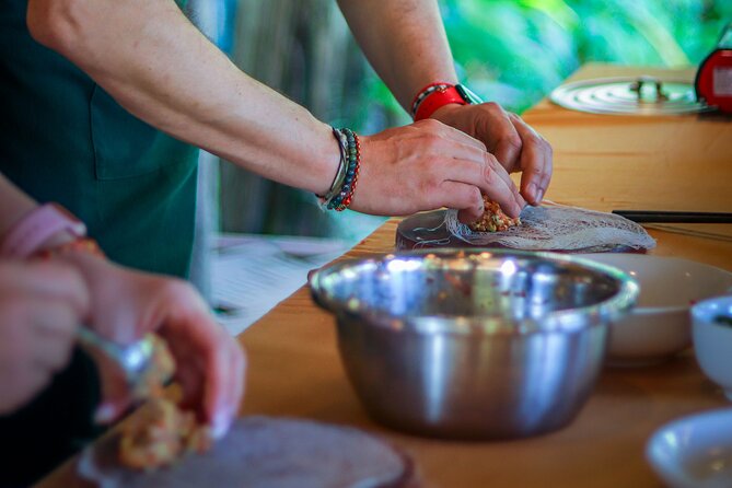 Cocolocal Farm Cooking Class with market tour and basket boat - Cooking four Vietnamese dishes at Cocolocal Farm