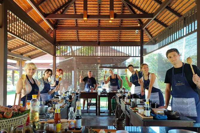 Full-Day Thai Cooking Class with Grandma - Market and Farm Tour - Your own station in the open-air kitchen