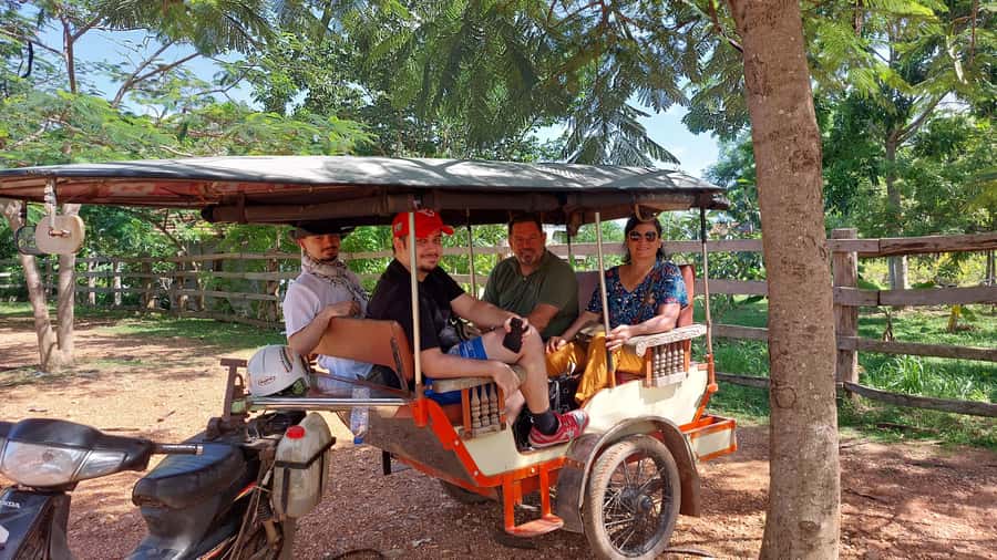 Kampot Private Tour: Pepper Farm, Salt Field & Secret Lake - Leaving Kampot by traditional remorque