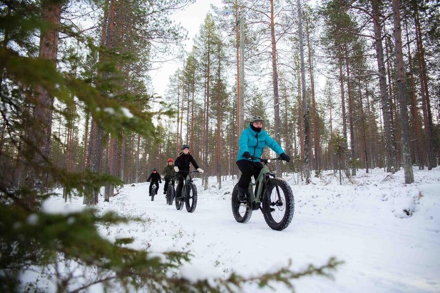 Levi: Reindeer Farm E-Fatbike Safari - Riding an e-fatbike through the snowy fells