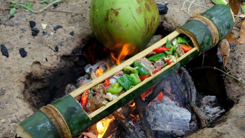 Luang Prabang: Bamboo Forest Cooking-class & Farm Visit - A forest kitchen built from bamboo