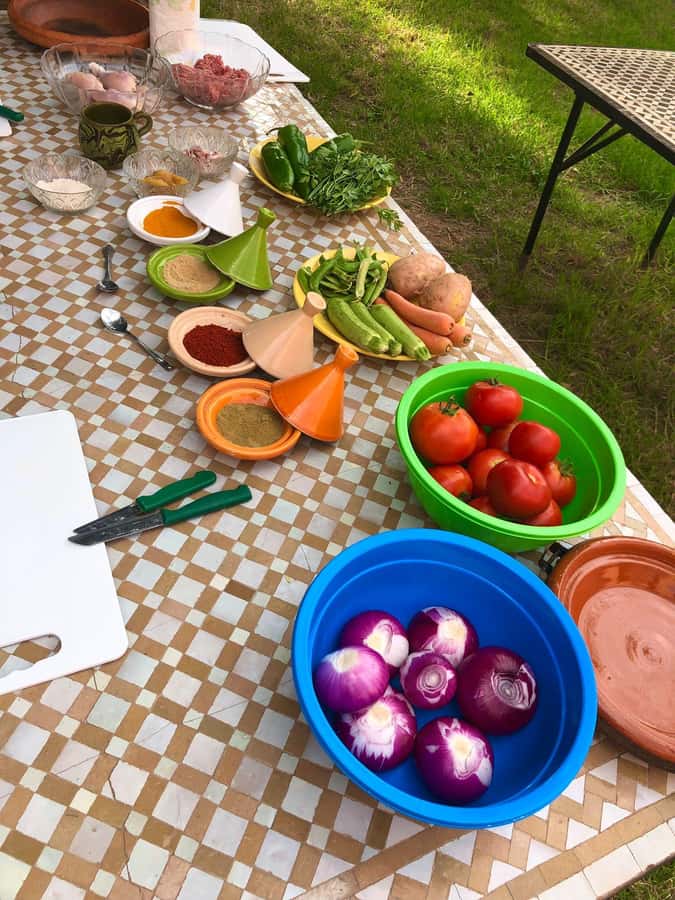Marrakech: Authentic Moroccan Cooking Class in a Farm - Fresh salad, mint tea, and local pastries