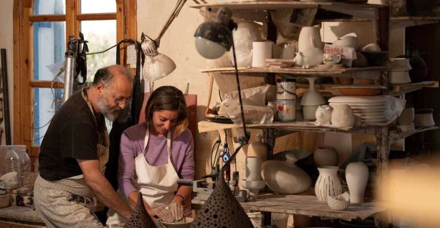 Santorini: Unexplored Culture Day Trip with Farm Visit - Pottery, volcanic colors, and Santorini design