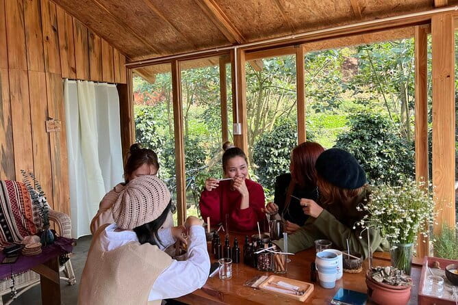 Scented Candle Workshop in Twin Beans Farm Da Lat - Making the candle from wax and fragrance
