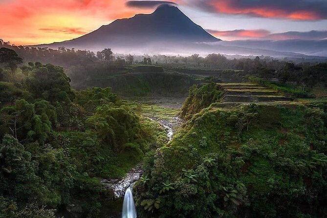 Selogriyo Temple and Trekking Java Rice Terraces, hidden waterfall -Nature Java - Selogriyo Temple and its quiet hillside setting