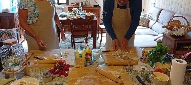 Sorrento: Marì Cooking Class in a Family Farm w/ Coast View - Eating what you have made