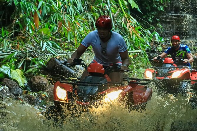 Ubud ATV Ride through River Jungle Rice Fields Puddles - Who will get the most from this Ubud adventure