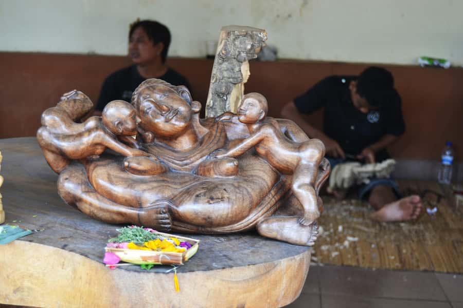 Ubud: Rice Terrace, Waterfall, & Elephant Cave - Kemenuh’s woodcarvers and the art of working by hand