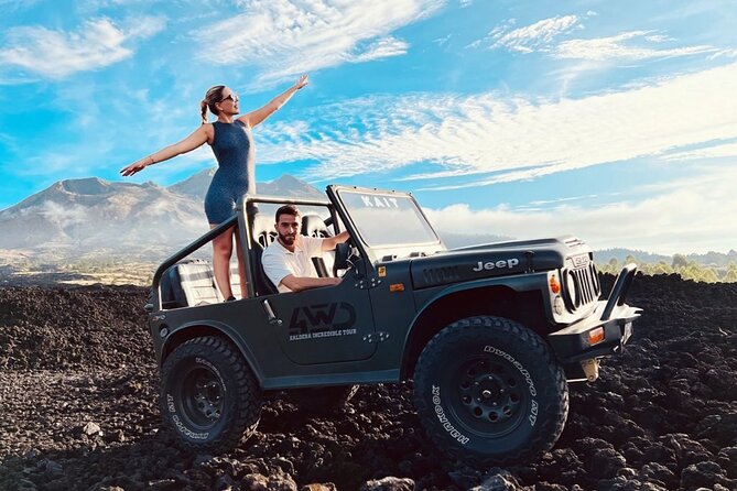 Ubud Waterfall, Temple and Rice Terraces - Black lava by private 4WD jeep